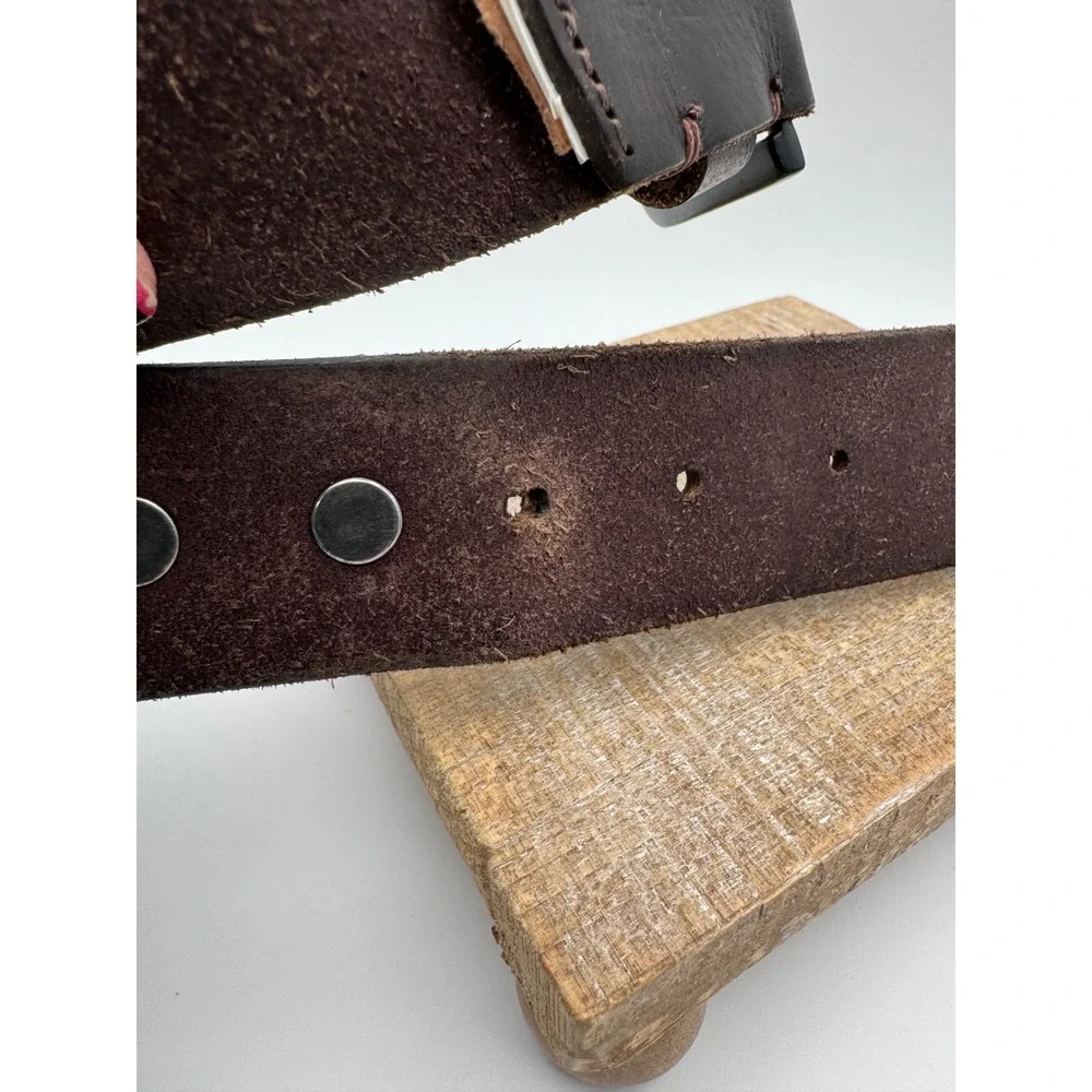 Harley Davidson Mens Brown Leather Studded Biker Belt Black Buckle 40 42 44 - Picture 6 of 7